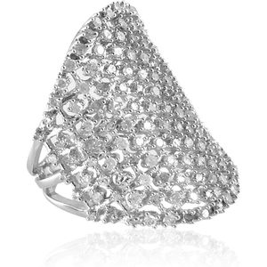 Bague de fiançailles en argent sterling 925 avec cluster de diamants naturels taille ronde pour femme - Product Image 2
