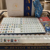 Jeu de tuiles de Mahjong 160 pièces, version américaine, 1,24 x 0,91 pouces, acrylique stratifié avec sac à fermeture éclair et boîte cadeau