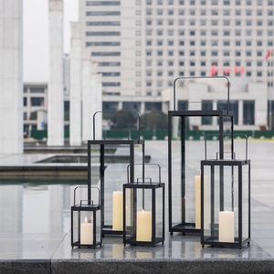 Metallo Candela Lanterna con Vetro e Manico In Metallo per Interni Casa e Giardino Esterno Decorazione Supporto di Candela - Product Image 4