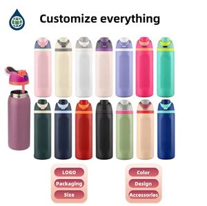 Custom Logo 24 oz OW Sports Stainless Steel Double-Layer Vacuum Insulated Water <b>Bottle</b> Flip Cap Handle Back School 6-12 Hours - Product Image 1
