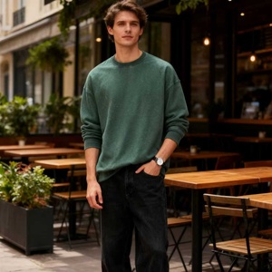 TKAN351D Fabricant de vêtements pour hommes Mode personnalisée Décontracté Sweat à capuche à col rond lavé doublé de coton épais mélangé - Product Image 1