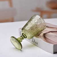 Vintage geëmbosseerd glazen waterglas, Europees reliëf drinkglas, gekleurd glaswerk voor dranken, sap, melk, geschikt voor thuis, hotel, bar.