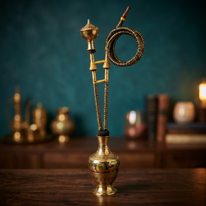 Chaman India Brass Lacquer Finish Straight Type Golden Hookah Model 25816 - Product Image 2