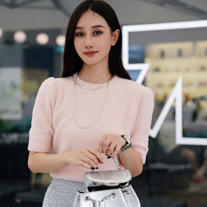 เสื้อสวมหัวถักลำลองน้ำหนักเบา, เสื้อสเวตเตอร์คอกลมแขนสั้นสำหรับผู้หญิงเสื้อฤดูร้อน - Product Image 3