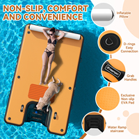 Plateforme flottante gonflable en PVC et mousse EVA antidérapante avec rampe aquatique pour piscine, conception d'échelle pour chien, accès facile à l'eau sécurisé pour adultes