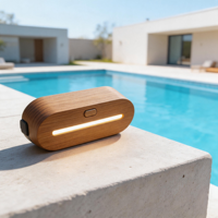 Mini-enceintes sans fil pour la maison, les fêtes et le bureau – Améliorez la qualité sonore – Design unique – Gadget de divertissement – Base en bois avec lampe