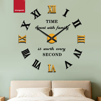 Jam Dinding DIY Angka Romawi Vintage Hitam Emas 120cm Jam Diam untuk Bar Rumah Restoran Harga Grosir Seni 120CM
