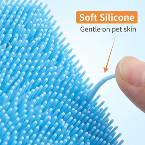 Square Hollow Silicone Pet Grooming <b>Brush</b> Soft Dense <b>Bristles</b> Anti Slip Handle Bath Deshedding Massage <b>Brush</b> With Suction Cup - Product Image 5