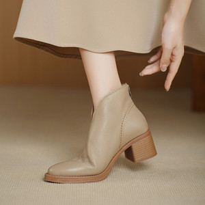 Bottines à talons épais, élégantes et polyvalentes, bottes fines mi-mollet pour l'automne et l'hiver - Product Image 6