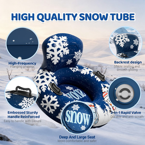 Pursuefree Ski Tube Double Size Inflatable Snowman Design <b>Backrest</b> Outdoor Winter Sled 168x97x30cm - Product Image 4