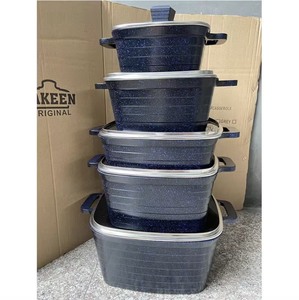 Ensemble de 10 casseroles carrées noires de qualité supérieure, 20, 24, 28, 32 cm, et faitout peu profond de 28 cm, avec poignée anti-brûlure, <span class=keywords><strong>fournisseur</strong></span> en gros - Product Image 4
