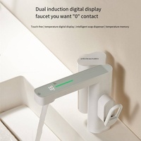 Robinet d'évier à détection intelligente mitigeur de robinet gris à affichage numérique en laiton mitigeur robinet d'évier de salle de bain