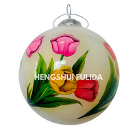 Ornement de Noël en verre fait main de haute qualité, motif tulipe et papillon, ovale, décoration d'arbre de Noël, art peint