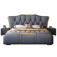 Lit de rangement moderne et confortable avec revêtement en cuir de qualité supérieure, taille Queen/King, certifié E0, directement de l'usine JUNYUHAO