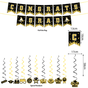 Set a spirale in stile moderno per la stagione della laurea di vendita calda cappello di dottorato palloncino e torta alzabandiera forniture per decorazioni per feste - Product Image 4