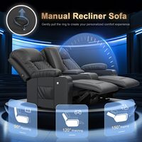 Ensemble de fauteuils inclinables avec massage chauffant, sièges de cinéma maison avec console, tiroir et ports USB, canapé deux places inclinable pour home cinéma