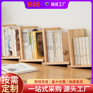 Solid Wood Bookshelf Minimalist Desktop Organizer Rectangle Standing Type For <b>Desk</b> Storage Neatening Office Use - Product Image 5