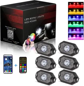 스마트 폰 제어 RGB 색상 9-32V 미니 led 락 라이트 네온 LED Underglow 라이트 키트 자동차 오프로드 보트 ATV UTV 트럭 SXS