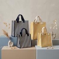 Sac fourre-tout en toile rayée robuste avec logo personnalisé, sac en toile rayée en coton recyclé, sac de plage rayé, sac de voyage, sac de shopping, lavable