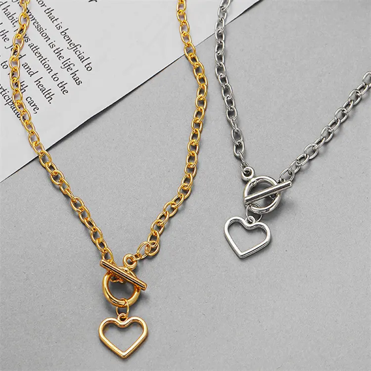 Fashion Link Chain Hip Hop Metalen Liefde Paar Vrouwen Hanger Hip Hop Ketting