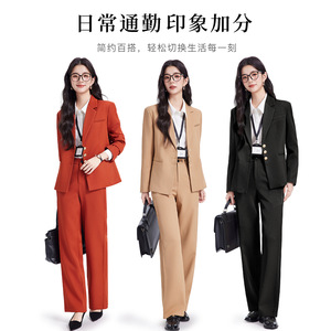 Women's Business Suit Set Three Quarter Sleeve Anti-Wrinkle Wool Blend Professional Office Wear - Product Image 4