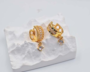 Tendencia 2024 Joyería de Moda de Diseñador Aretes con Piedra de Nacimiento Oro Macizo de 14k con Diamantes de Laboratorio - Product Image 3