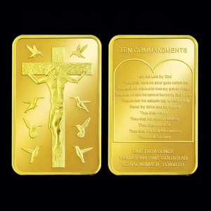 Lingotto d'Oro Puro 24k FS-Craft con Incisione dei Dieci Comandamenti di Gesù Cristo Placcato Oro - Product Image 3