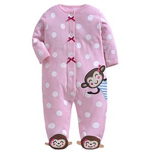 ملون جميل 100% مريلة من القطن بذلة الرضع الخريف الشتاء طويلة الأكمام القطن الطفل منامة مع القدم - Product Image 3