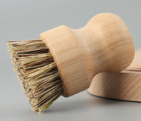 Brosse à vaisselle en bambou naturel avec poils en nylon, lot de 4, design palmier, petite taille S, pour nettoyer les casseroles, les poêles et les légumes