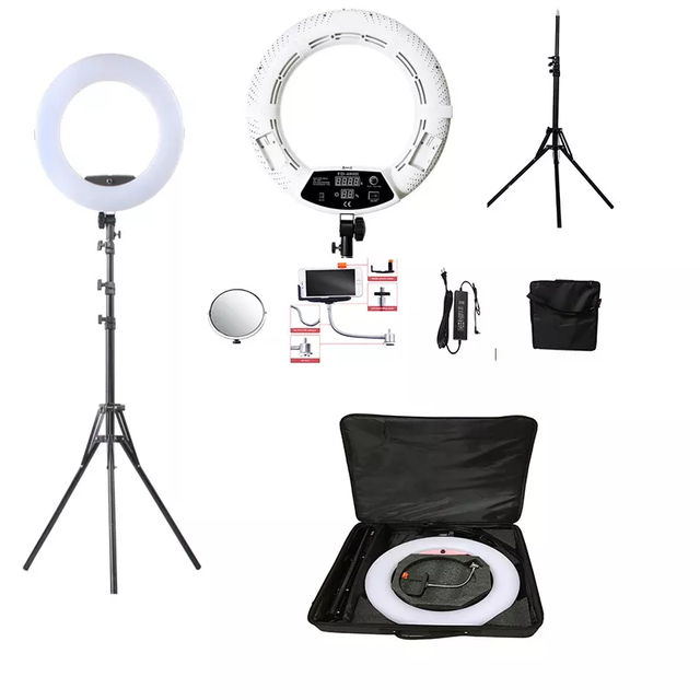 96W Yidoblo FD-480II White / Pink / Black Photo Ring Light LED Video Lamp Photographic Studio Lighting 2700-7500K 480 LED Lights