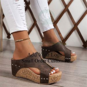 Espadrilles en cuir pour femmes, pantoufles antidérapantes tendance - Product Image 3