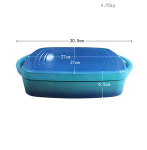 Casserole carrée <span class=keywords><strong>émaillée</strong></span> de 27cm avec couvercle pour plaque de cuisson 2 <span class=keywords><strong>en</strong></span> 1 faitout <span class=keywords><strong>en</strong></span> <span class=keywords><strong>fonte</strong></span> - Product Image 6