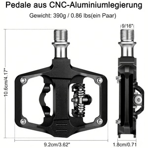 Pedal de bicicleta 2 en 1 con sistema Cleat <span class=keywords><strong>SPD</strong></span>, Pedal de bicicleta ultraligero, rodamiento autoblocante, <span class=keywords><strong>pedales</strong></span> de bicicleta de <span class=keywords><strong>carretera</strong></span> - Product Image 2