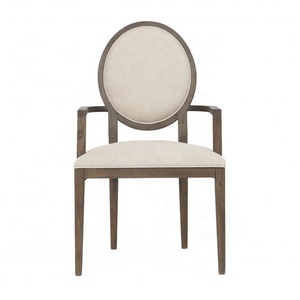 P2202 Sedia da Pranzo in Stile Vintage Francese <span class=keywords><strong>con</strong></span> Schienale Rotondo e Braccioli, Imbottita in Legno per Casa e Hotel - Product Image 1