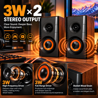 Haut-parleurs multimédias alimentés par USB pour PC, ordinateur portable, ordinateur de bureau, haut-parleur stéréo avec prise audio 3,5 mm, design en bois