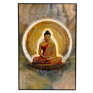 Arte Murale Religiosa Moderna con Buddha, in Plastica MDF, Fatta a Mano, Impermeabile, Ecologica, Stampata UV su Acrilico con Cornice - Product Image 1