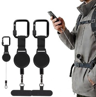 Porte-badge rétractable tactique personnalisé avec logo, cordon métallique, mousqueton de randonnée, porte-clés et support pour téléphone portable