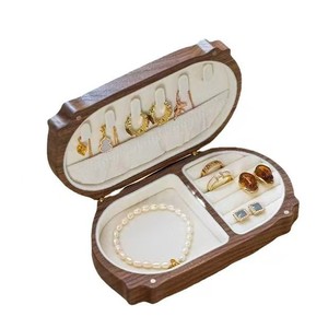 Wooden <b>Cat</b> Jewelry Box Walnut Color With Lining For Earrings <b>Rings</b> Storage Korean Style Anime Cartoon Design - Product Image 5