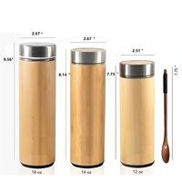 17Oz botol air Tumbler teh perjalanan vakum dinding ganda portabel botol air termos bambu pintar 500ml baja tahan karat panas