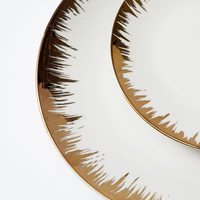 Vaisselle en céramique plaquée or de qualité supérieure, service de table 16 pièces, assiettes en porcelaine, logo personnalisé
