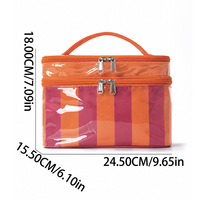 Nouvelle Trousse de Toilette de Voyage Imperméable en PVC Transparent avec Fermeture Éclair Double Couche et Rayures, Organisateur de Maquillage Portable