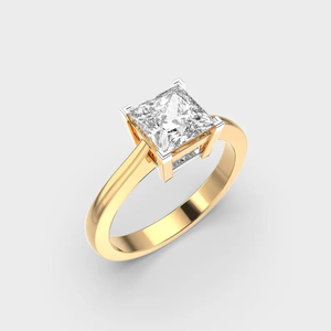 Bague de fiançailles en diamant de laboratoire 1CT Princess, or 14 carats, solitaire, bijoux fins, bague élégante et luxueuse - Product Image 1