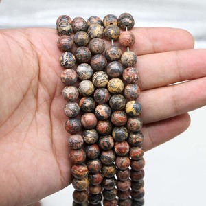 Natural <b>Red</b> Leopard Skin Jasper Round Loose Beads For <b>Bracelet</b> Making 8mm ST0136 - Product Image 4