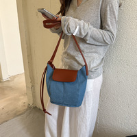 Sac seau en jean personnalisé avec logo, bandoulière réglable, sac à bandoulière décontracté pour femme, sac hobo multicolore, fermeture personnalisée
