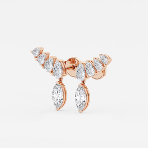 Pendientes de Oreja con Diamantes Cultivados en Laboratorio, Corte Marquesa, 4 Quilates, Forma de Pera, Joyería Elegante y de Lujo para Mujer, Estilo Moderno - Product Image 2