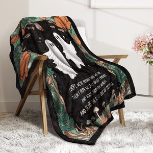 Ghost Friends Printed Plush Throw <b>Blanket</b> Rectangular Anti-Pilling Modern Style Autumn Home Use - Product Image 1