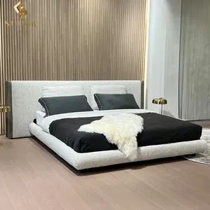 Italian hotel modern latest design bed solid wood king size bed frame for bed furniture set