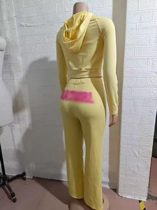 Conjunto Casual de <span class=keywords><strong>3</strong></span> Piezas para Mujer para Otoño Chaqueta Estampada con Capucha+Chaleco+Pantalones Largos Chándal Ropa de Estar por Casa de Tres Piezas - Product Image 3