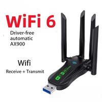 Adaptateur WiFi USB AX900 WiFi6 double bande 5G Gigabit sans pilote, clé Bluetooth 1300 Mbps pour ordinateur portable et de bureau ABS