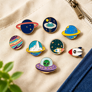 Set de Pines de Esmalte Duro Personalizados con Temática Espacial: Cohete, Astronauta, Planeta, OVNI, Galaxia - Insignias Metálicas para Solapa OEM ODM - Product Image 2